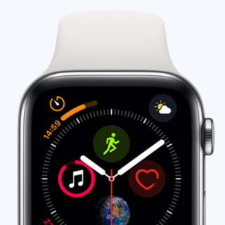 Apple 苹果 Watch Series 4 智能手表 44mm GPS+蜂窝网络 银色不锈钢表壳 白色运动型表带（GPS）