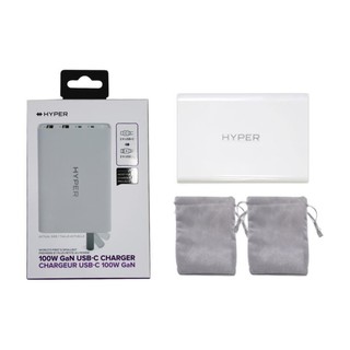 HYPER HJ-GAN100 笔记本电脑多口充电器 Type-c USB-A 100W快充 白色