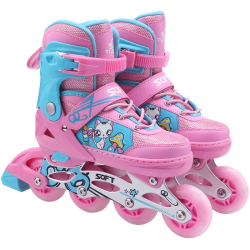 soft溜冰鞋儿童全套套装男童女童滑冰轮滑鞋旱冰初学者小孩中大童专业