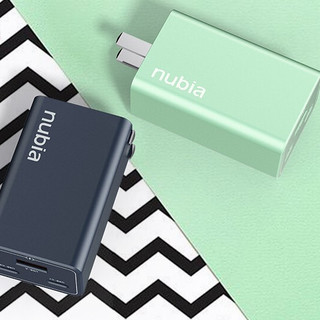nubia 努比亚 PA0202 氮化镓充电器 双Type-C/USB-A 65W+双Type-C 100W 数据线 绿白