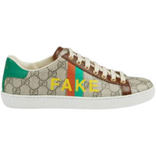 GUCCI 古驰 Ace系列 Fake/Not 女士低帮帆布鞋 636359 2GC10 8260 米色 35.5