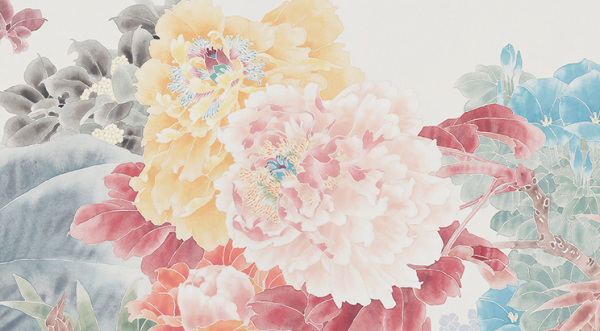 橙舍戴志文国画花卉工笔画百花争艳装裱90x180cm宣纸精致桃木