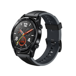 HUAWEI 华为 Watch GT 运动款 智能手表 46mm 黑色不锈钢表盘 黑色硅橡胶表带(北斗、GPS)