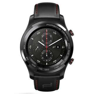 HUAWEI 华为 Watch GT 保时捷款 eSIM智能手表 46.5mm 曜石黑不锈钢表盘 黑色牛皮表带(北斗、GPS)