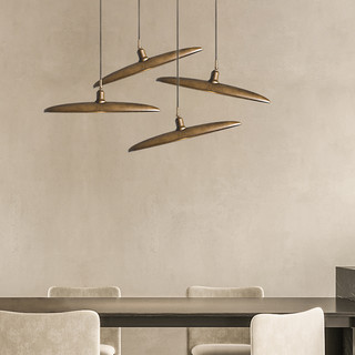木修远 原创创意个性灯具简约吧台餐厅客厅实木吊灯 （两头）深木色