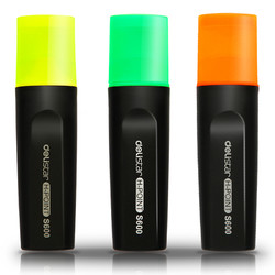deli 得力 3色荧光笔考试复习重点标记笔 手帐可用水性记号笔 橙绿黄各1支