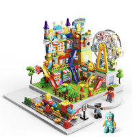 万高 1623 大颗粒城堡积木+大底板*2+马路底板*2 桶装