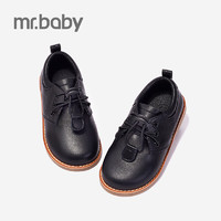 mr.baby mrbaby女童鞋 秋季新款经典纯色软底休闲儿童黑色皮鞋白色校园鞋 黑色 25
