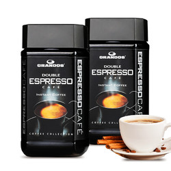 GRANDOS 格兰特 GRANDOS 双倍特浓速溶纯黑咖啡 巴西原装进口 双倍特浓100g*2瓶