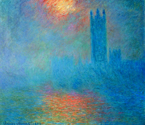 Artron 雅昌 莫奈《浓雾中的伦敦国会大厦》95×84cm 原作版画 沙发背景墙装饰画