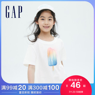 Gap女童可爱纯棉透气短袖T恤833947夏季2021新款童装洋气宽松上衣