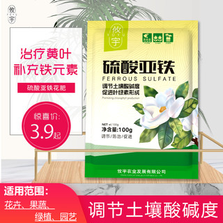 攸宇 硫酸亚铁花用铁肥家用花肥料杜鹃栀子花茶花专用肥养花盆栽通用肥 硫酸亚铁100g*100包（送量勺）