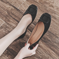 【新品首发】红蜻蜓2021女鞋简约豆豆鞋女一脚蹬浅口女单鞋 35 黑色