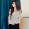 五分袖T恤女2021夏季新款潮流韩版打底衫上衣 L 灰色