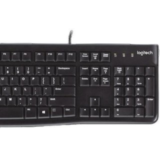 logitech 罗技 K200 112键 有线薄膜键盘 黑色 无光