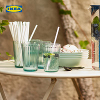 IKEA宜家KALLNA卡尔娜杯子钢化玻璃杯大水杯子绿色早餐杯家用