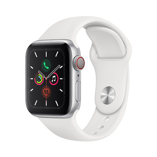 Apple 苹果 Watch Series 5 GPS+蜂窝款 智能手表 40mm 银色铝金属表壳 白色运动型表带 (GPS)