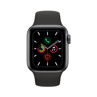 Apple 苹果 Watch Series 5 GPS+蜂窝款 智能手表 40mm 深空灰色铝金属表壳 黑色运动型表带 (GPS)