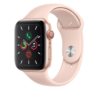 Apple 苹果 Watch Series 5 GPS+蜂窝款 智能手表 44mm 金色铝金属表壳 粉砂色运动型表带 (GPS）