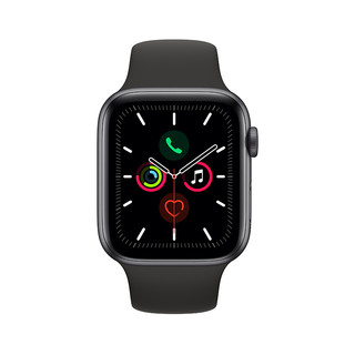 Apple 苹果 Watch Series 5 GPS+蜂窝款 智能手表 44mm 深空灰色铝金属表壳 黑色运动型表带 (GPS)