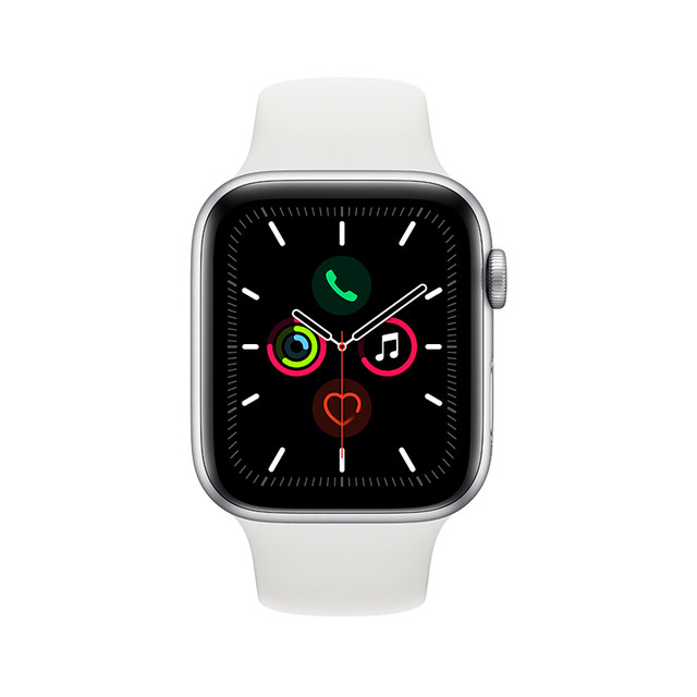 Apple 苹果Watch Series 5 GPS款智能手表44mm 银色铝金属表壳白色运动