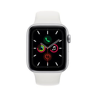Apple 苹果 Watch Series 5 GPS款 智能手表 44mm 银色铝金属表壳 白色运动型表带 (GPS)