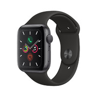 Apple 苹果 Watch Series 5 GPS款 智能手表 44mm 深空灰色铝金属表壳 黑色运动型表带 (GPS)