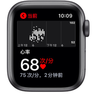 Apple 苹果 Watch Series 5 GPS款 智能手表 40mm 深空灰色铝金属表壳 黑色运动型表带 (GPS）