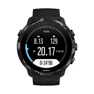 SUUNTO 颂拓 Suunto 7 智能手表 50mm 柠檬炫黑 不锈钢 黑色硅胶表带（北斗、GPS）