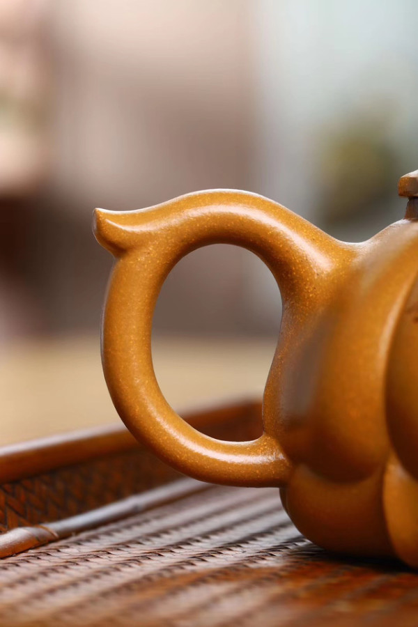 宜兴紫砂壶蟹黄段泥宝灵壶280cc全手工