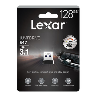 Lexar 雷克沙 S47系列 LJDS47-64GABBK USB3.1 U盘 黑色 128GB USB