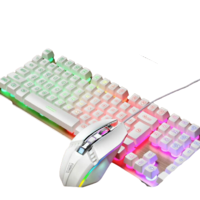 OLOEY W20 104键 有线薄膜键盘 键鼠套装 白色 混光