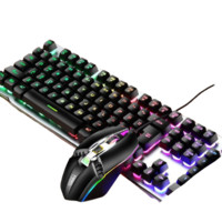 OLOEY W20 104键 有线薄膜键盘 键鼠套装 黑色 混光