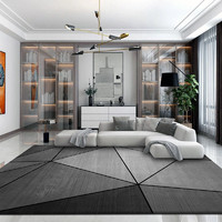 银锦 北欧风现代简约地毯卧室客厅轻奢满铺床边茶几毯黑色地垫免洗家用