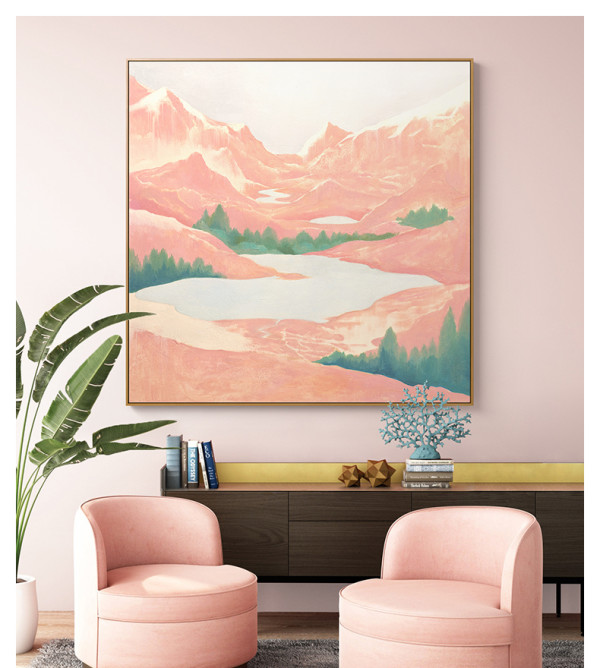 仟象映画茹果琥珀50x50cm金色铝合金框原创艺术现代装饰画