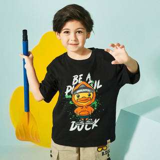 B.Duck 小黄鸭男童短袖2021年新款夏季男宝宝T恤短袖可爱童装上衣潮 钻石黑 105