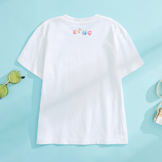ABCKIDS 女童t恤21年夏装新款儿童短袖大童学生舒适纯棉宽松童装 白色 110