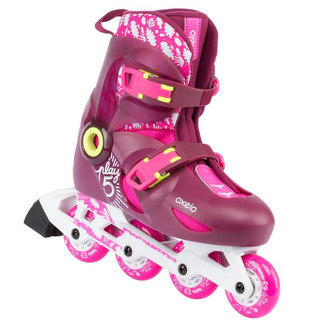 迪卡侬轮滑鞋儿童初学者小童溜冰鞋旱冰鞋滑冰鞋OXELO-L 8375027 Play5进阶粉色款鞋（非套装） 30/32
