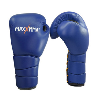 MaxxMMA 专业散打真皮手套 GBP08 蓝色 12盎司