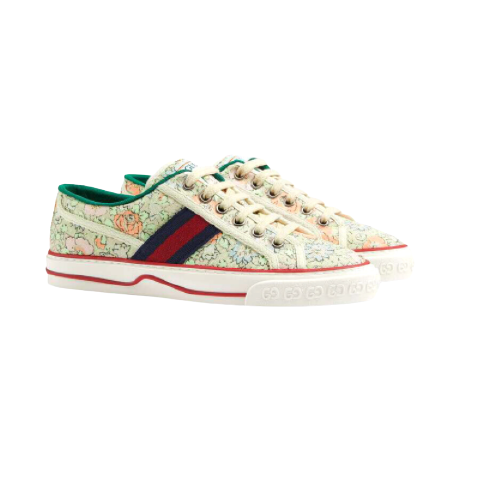 GUCCI 古驰 Tennis 1977系列 Liberty London联名 女士低帮帆布鞋 606110 2I410 3960