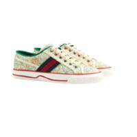 GUCCI 古驰 Tennis 1977系列 Liberty London联名 女士低帮帆布鞋 606110 2I410 3960 绿色 40.5