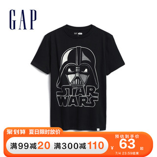 Gap男童短袖T恤499494夏季新款洋气童装纯棉上衣 黑色 110cm(110cm(XS))