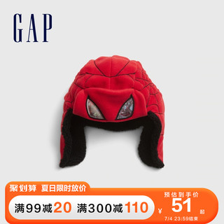Gap男幼童蜘蛛侠遮耳帽 仿羊羔绒帽子新款儿童雷锋帽 红色593578 M/L