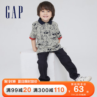 Gap男幼童纯棉短袖POLO衫669935 2021夏季新款童装 浅麻灰 90cm(90cm(2岁))