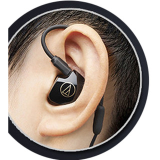 audio-technica 铁三角 ATH-IM04 入耳式挂耳式动铁有线监听耳机 黑色 3.5mm
