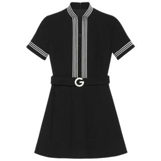 gucci古驰女士立领连衣裙643352zafgt1043黑色36