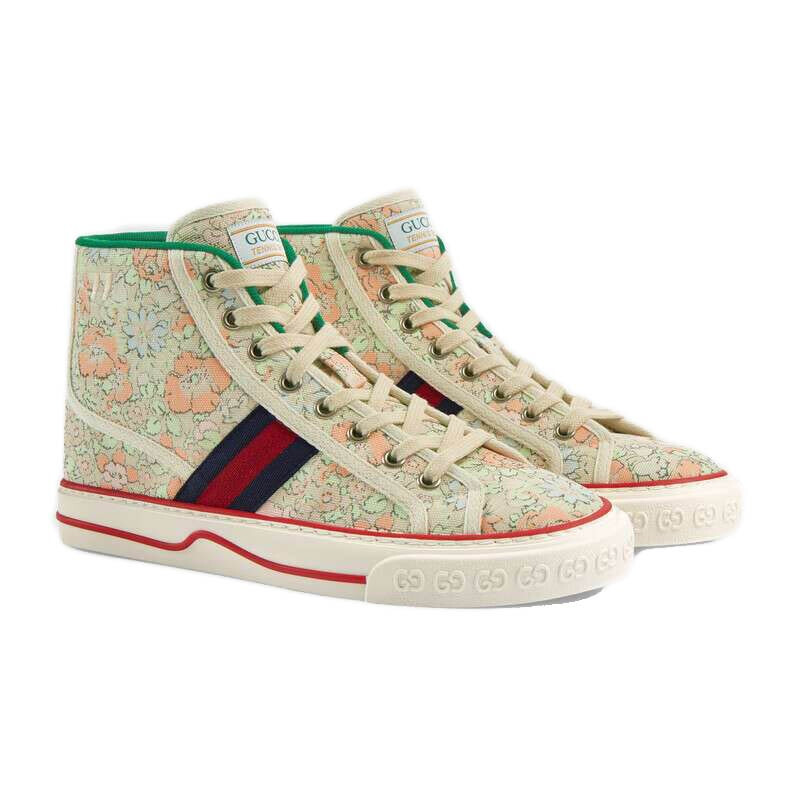 GUCCI 古驰 Tennis 1977系列 Liberty London联名 女士高帮帆布鞋 627838 2I420 3961