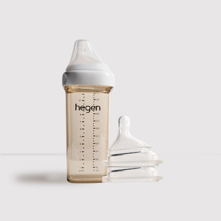 Hegen原装进口新生婴儿宽口径防胀气PPSU330ml奶瓶+奶嘴组合