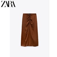 ZARA 04661175700 女装棕色半身裙