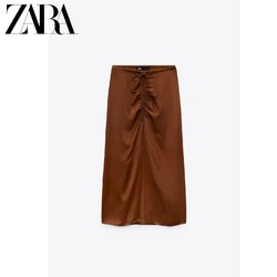 ZARA 04661175700 女装棕色半身裙